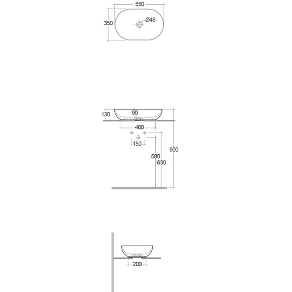 Νιπτήρας Feeling Oval Cappuccino matt 55x35x13 cm Rak Ceramics